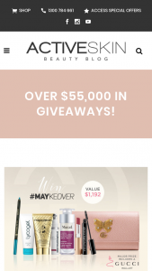Activeskin – Win The Major Prize Valued at $1192 Which Includes a Maykeover Prize Pack and a Stunning Gucci Wallet Valued at $905 Or Be In The Running for One of 9 X Maykeover Prize Packs Valued at $287…. (prize valued at $1,192)