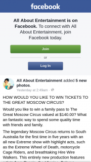All About Entertainment – Win a Family Pass to The Great Moscow Circus Valued at $140.00? (prize valued at $140)