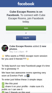 Cube escape rooms – Win an Escape Room Experience for Six People