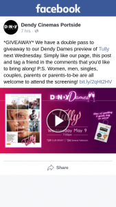 Dendy Portside – to Our Dendy Dames Preview of Tully Next Wednesday
