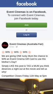 Event Cinemas Australia Fair – Win an Event Cinema Gift Card to Use this Mother’s Day