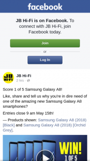 JB HiFi – Win One of Five Samsung Galaxy A8