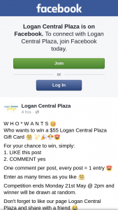 Logan Central Plaza – Win a $55 Logan Central Plaza Gift Card &#129303 (prize valued at $55)