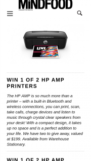 MindFood – Win 1 of 2 Hp Amp Printers (prize valued at $199)