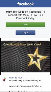 Mum to Five – Win a $50 Coles/myer E-Giftcard