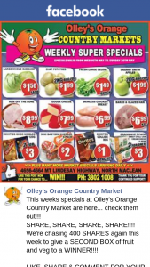 Olley’s Orange Country Market – Win Our $50 Fruit & Vegetable Box this Week (prize valued at $50)