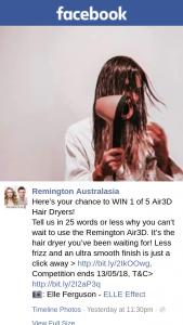 Remington – Win 1 of 5 Air3d Hair Dryers (prize valued at $199)