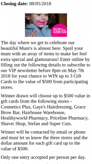 Riverlink Shopping Centre – Win Your Glam Mum a $500 Gift Card
