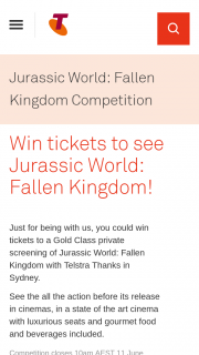 Telstra Thanks – Win One Prize (prize valued at $144)