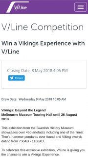 Win a Vikings Experience (prize valued at $70)