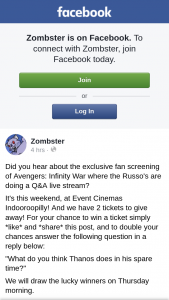 Zombster – Win a Double Pass to an Exclusive Fan Screening of Avengers