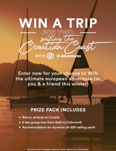 SurfStitch – Win a a trip for 2 to Croatia to experience an 8 day Croatian cruise from Split to Dubrovnik valued at $7,500
