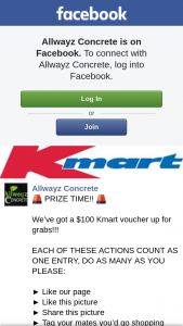 Allwayz Concrete – Will Be (prize valued at $100)