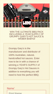 Grumpy Gary’s – Win The Ultimate Bbq Pack Worth Over $600 With Grumpy Gary’s (prize valued at $612)