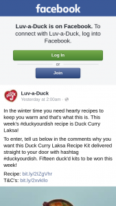 LUV a DUCK – Win a Duck Curry Laksa Kit (prize valued at $900)