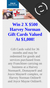 Marketing Tactics – Win 2 X $500 Harvey Norman Gift Cards Valued at $1000 (prize valued at $1,000)