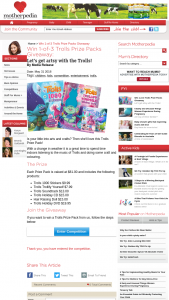 Motherpedia – Win 1-of-3 Trolls Prize Packs Giveaway (prize valued at $81)