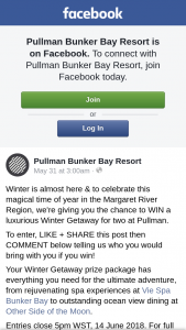 Pullman Bunker Bay Resort – Win a Luxurious Winter Getaway for Two at Pullman (prize valued at $921)