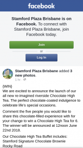 Samford Plaza Brisbane – Win a Chocolate High Tea for 6.