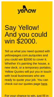 Sensis-Yellow Pages – Win $2000 to Cover It (prize valued at $2,000)