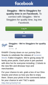 Steggles giving away 50 family prize packs for Jurassic World Fallen Kingdom – 50 Family Prize Packs (prize valued at $90)