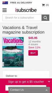 Vacations & Travel Magazine Purchase Subscription to – Win a 5-day Vacation In Hawaii (prize valued at $8,800)