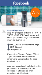 ASAP skin products – Win | a Treat Your Body Pack for You and One of Your Friends