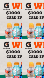 BP Gatorade – Win a $1000 Bp Gift Card (prize valued at $28,000)