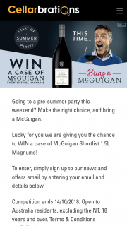 Cellarbrations – Win a Case of Mcguigan Shortlist 1.5l Magnums (prize valued at $390)