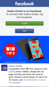 Geeks Onsite – Win 1 of 2 Lenovo Tablets