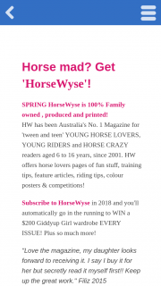 Horsewyse Magazine – Win a $200 Giddyup Girl Wardrobe Every Issue (prize valued at $200)
