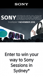MySony – Win Your Way to Sony Sessions In Sydney (prize valued at $3,960)