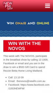 Newfm – Win a $500 Gift Card to Spend Rezzie Betta Home Living Maitland (prize valued at $500)