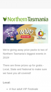 Northern Tasmania – Win a Prize