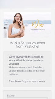 Pastiche – Win a $1000 Voucher From Pastiche (prize valued at $1,000)