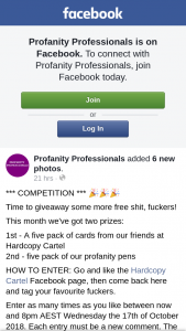 Profanity Professionals – Will Be (prize valued at $67.45)
