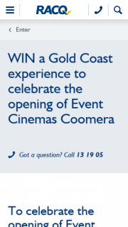 RACQ – Win a Weekend Experience on The Gold Coast (prize valued at $930)