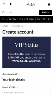 Saba – Win a $1000 Wardrobe (prize valued at $12,000)