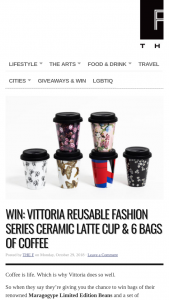 The F – Win Bags of Their Renowned Maragogype Limited Edition Beans and a Set of Their Fashion Series Reusable Ceramic Latte Cup With Silicon Lids