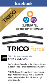 Trico Products – Win a Set of Trico Force Beam Blade Wipers