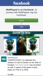 Well Played – Win a Copy of Call of Cthulhu