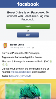 Boost Juice – Win One of Three $500 Cash Prizes (prize valued at $1,500)