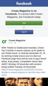 Cream Magazine – Being Notified Tuesday 20 November