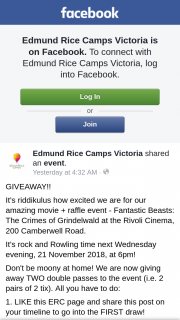 Edmund Rice Camps Vic – Two Double Passes to The Event (ie 2 Pairs of 2 Ticket). (prize valued at $120)
