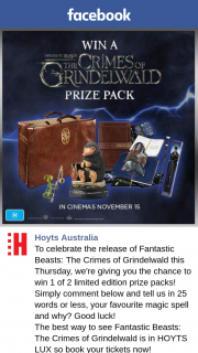 Hoyts Australia – Win 1 of 2 Limited Edition Prize Packs