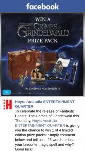 Hoyts Entertainment Quarter – Win 1 of 4 Limited Edition Prize Packs