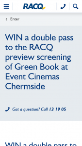RACQ – Win a Double Pass to The Racq Preview Screening of Green Book at Event Cinemas Chermside (prize valued at $48)