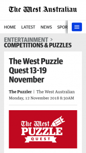 The West Puzzle Quest 13 – Competition (prize valued at $1,000)