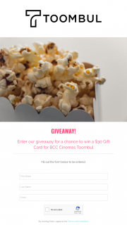 Toombul Shopping Centre – Win a $30 Gift Card for Bcc Cinemas Toombul (prize valued at $30)