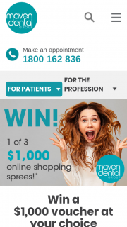 Maven Dental – May Choose From One of The Following Voucher Options (prize valued at $3,000)